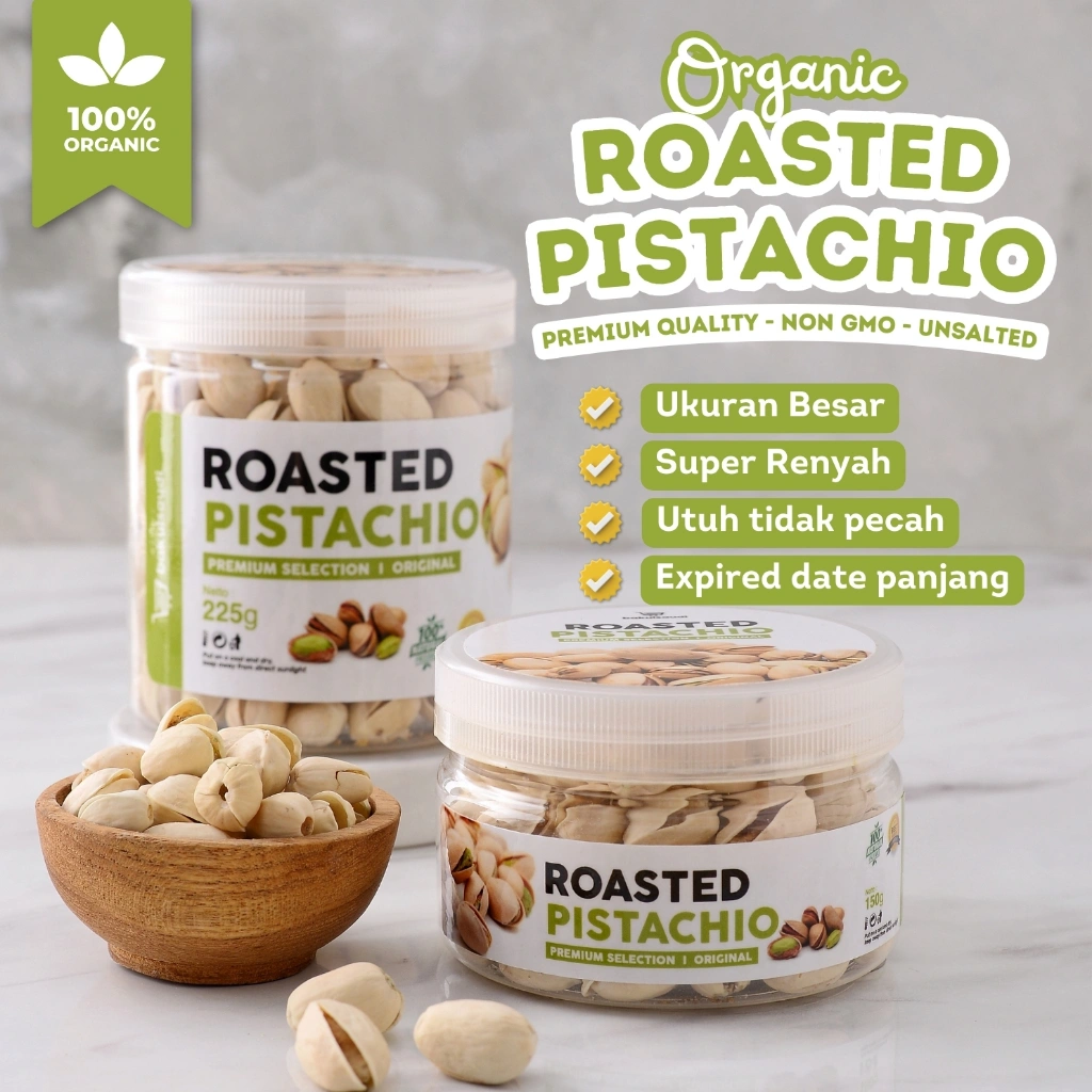 Kacang Pistachio Panggang Renyah Premium Original 100% Pistachios Roasted Kacang Fustuk Pistacio