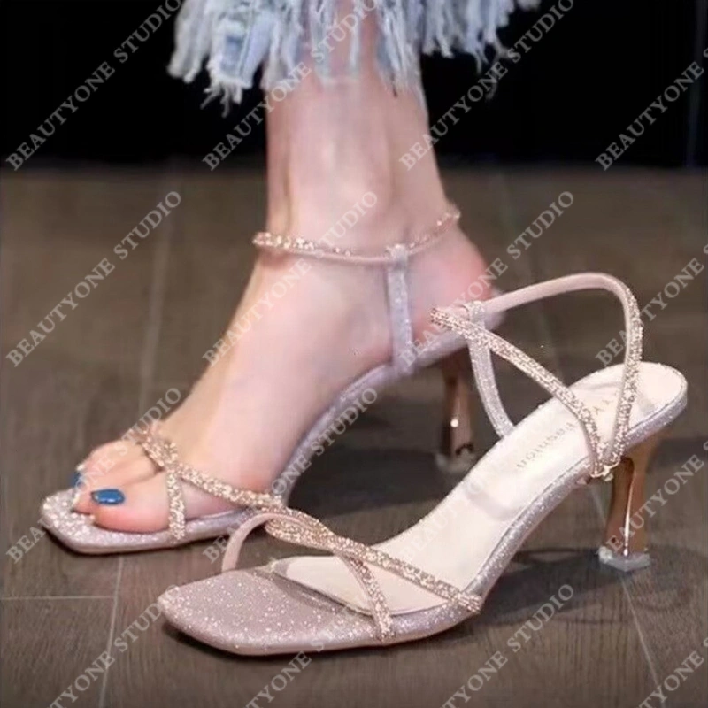 Sandal Wanita Sandal Heels Gladiator 5CM Ankle High Heels Wanita Terbaru Sandal Wanita Hak Tinggi