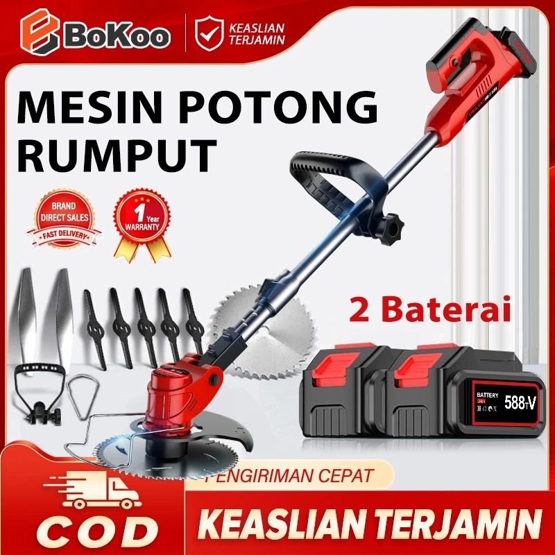 IRONHOOF 388V/588V Mesin Potong Rumput Baterai Mesin Pemotong Rumput Listrik Pemangkas Rumput