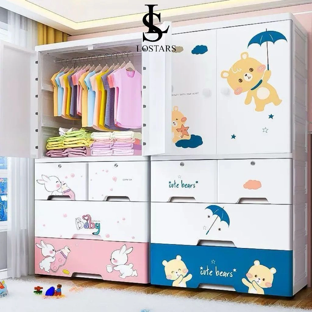LOSTARS - Lemari Pakaian Anak 70CM / Lemari bayi Plastik / Plastic Storage Cabinet Lemari T9