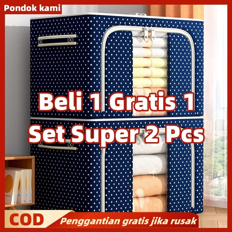 66L-100L-150L Kotak penyimpanan oxford storage box  Pakaian organizer Jumbo Tempat Penyimpanan Multifungsi mainan box storge