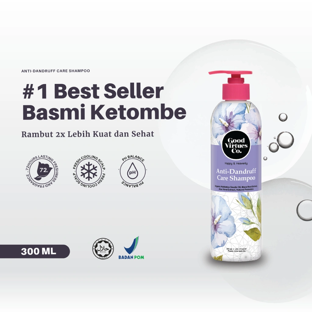 Good Virtues Co Anti-Dandruff Shampoo 300ml | Shampo Anti Ketombe dan Rambut Rontok Non SLES
