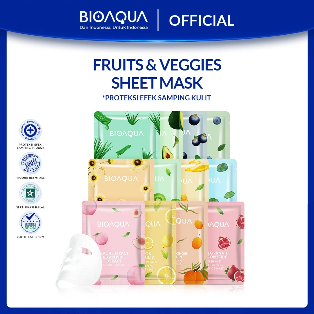 BIOAQUA Natural Skin Care Mask Masker Sheet / Mask Sheet / Masker Wajah Memutihkan Anti-Acne Hyaluronic Acid Hydrating Essence Face Mask