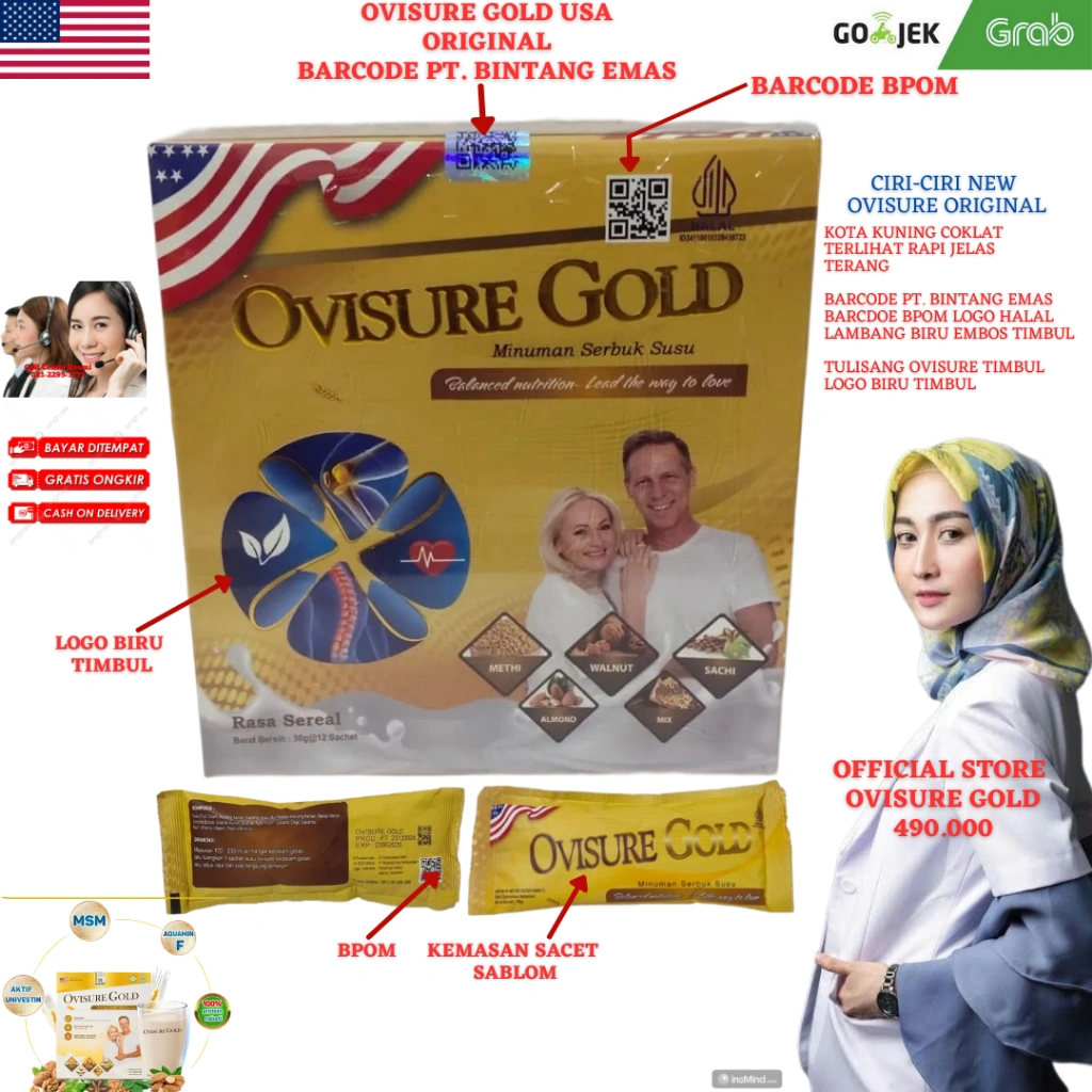 OVISURE GOLD ASLI ORIGINAL MILK SUSU VITAMIN TULANG DAN SENDI NYERI OTOT KERAM KEBAS