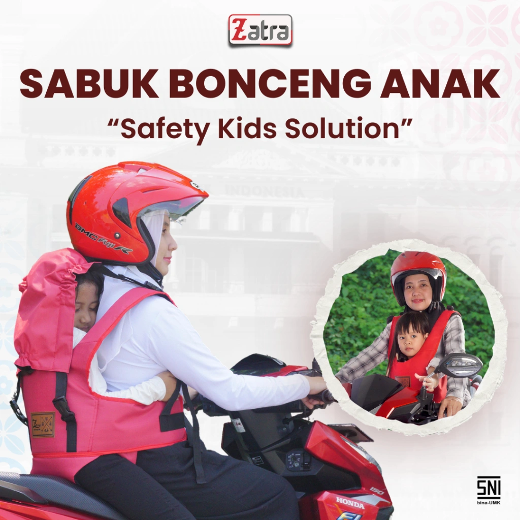 ZATRA Sabuk Bonceng dengan TOPI PENAHAN KEPALA ANAK