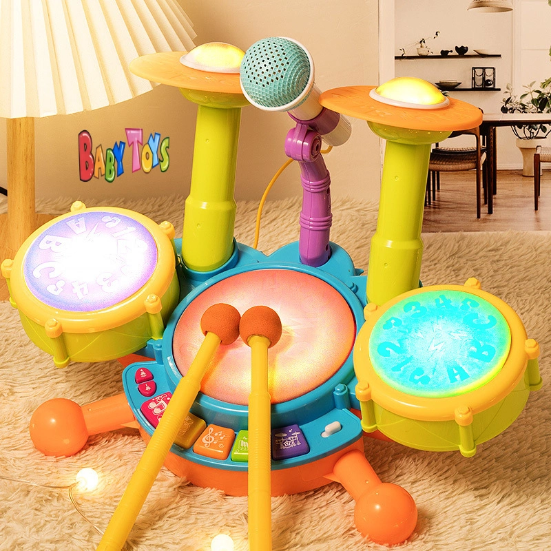 BabyToys Mainan Anak Drum Keyboard Piano Xylophone Set Edukasi Alat Musik Elektrik Kado Ulang Tahun