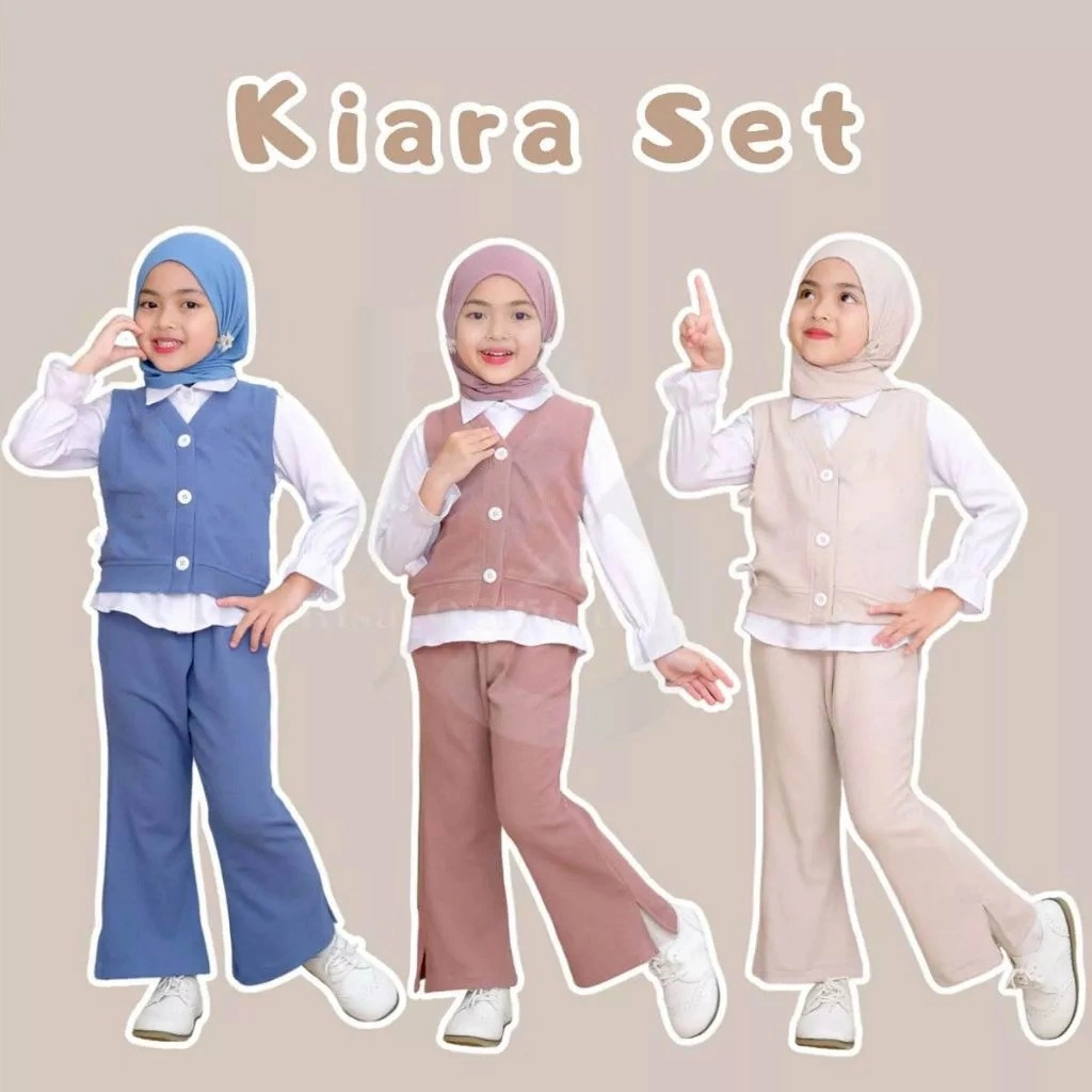Setelan Anak 3 in 1 Rompi Model / Setelan Anak Perempuan 2-8 Tahun / One Set KNIT TERBARU/ Baju Setelan Rompi