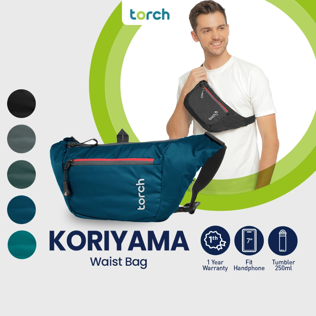 TORCH Koriyama Tas Pinggang Selempang Konser Ringan Anti Air Pria Wanita - Waistbag Sling bag Waterproof