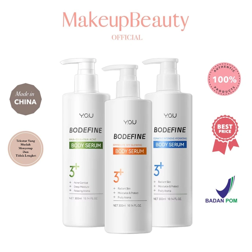 YOU Bodefine Body Serum 100ml / 300ml | CeraFive Intensive Hydrating | AHA+BHA+PHA Acne | SymWhite377 Glowing