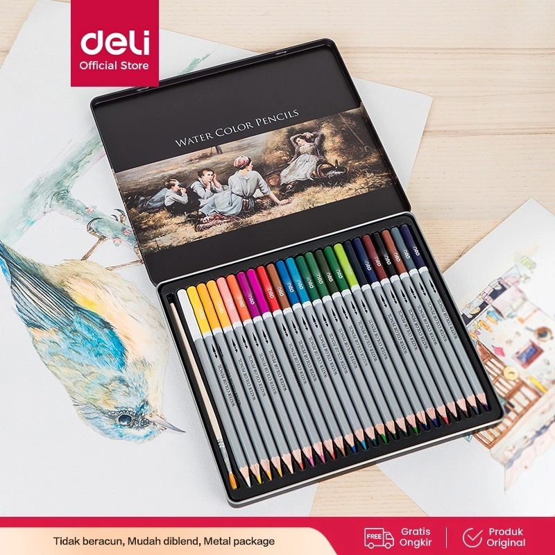 Deli Pensil Warna 24/36/48/72 WARNA tidak beracun, dapat dicuci dan teknologi hybrid 6521