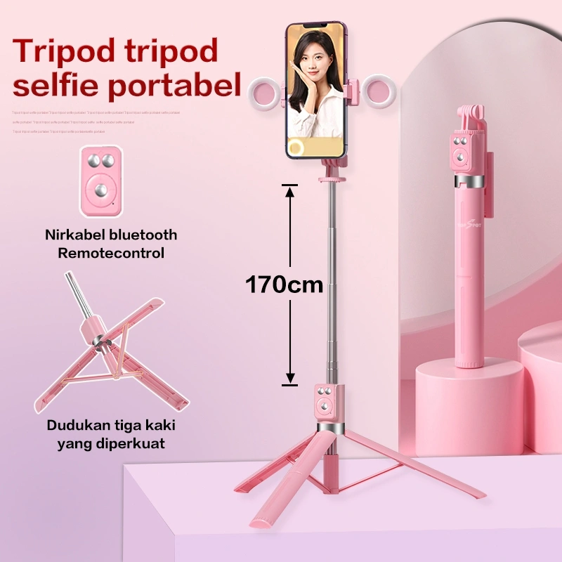 Topspot 170CM Selfie Stick Tripod Tongsis 7 Tombol Tongkat Selfie Dengan Monopod Dengan Wireless Bluetooth Remote Control Portable Lampu Jarak Jauh Bluetooth Untuk Vlogging