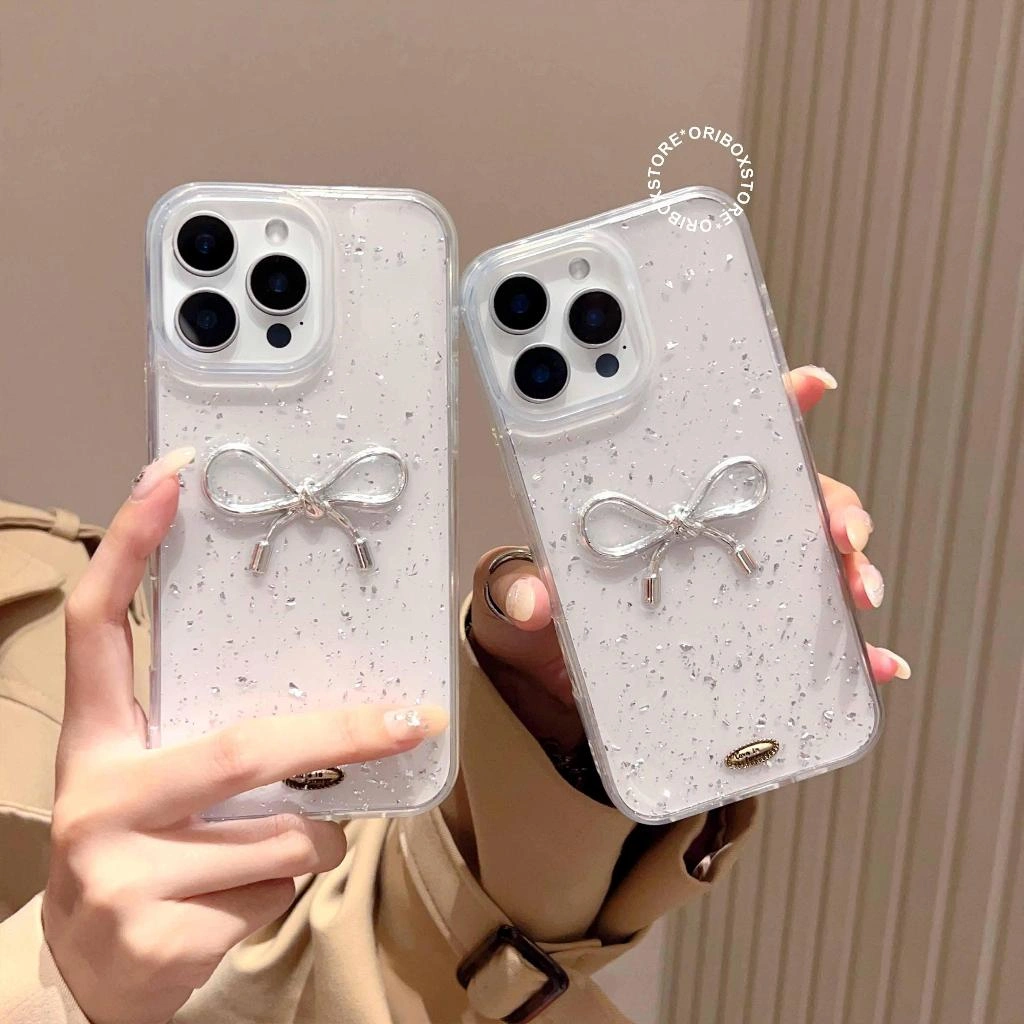 New! Case Iphone Glitter Ribbon Clear Case Compatible For Iphone X XS Xr 11 12 13 14 15 16 16e 17 17AIR Pro Promax Rci486