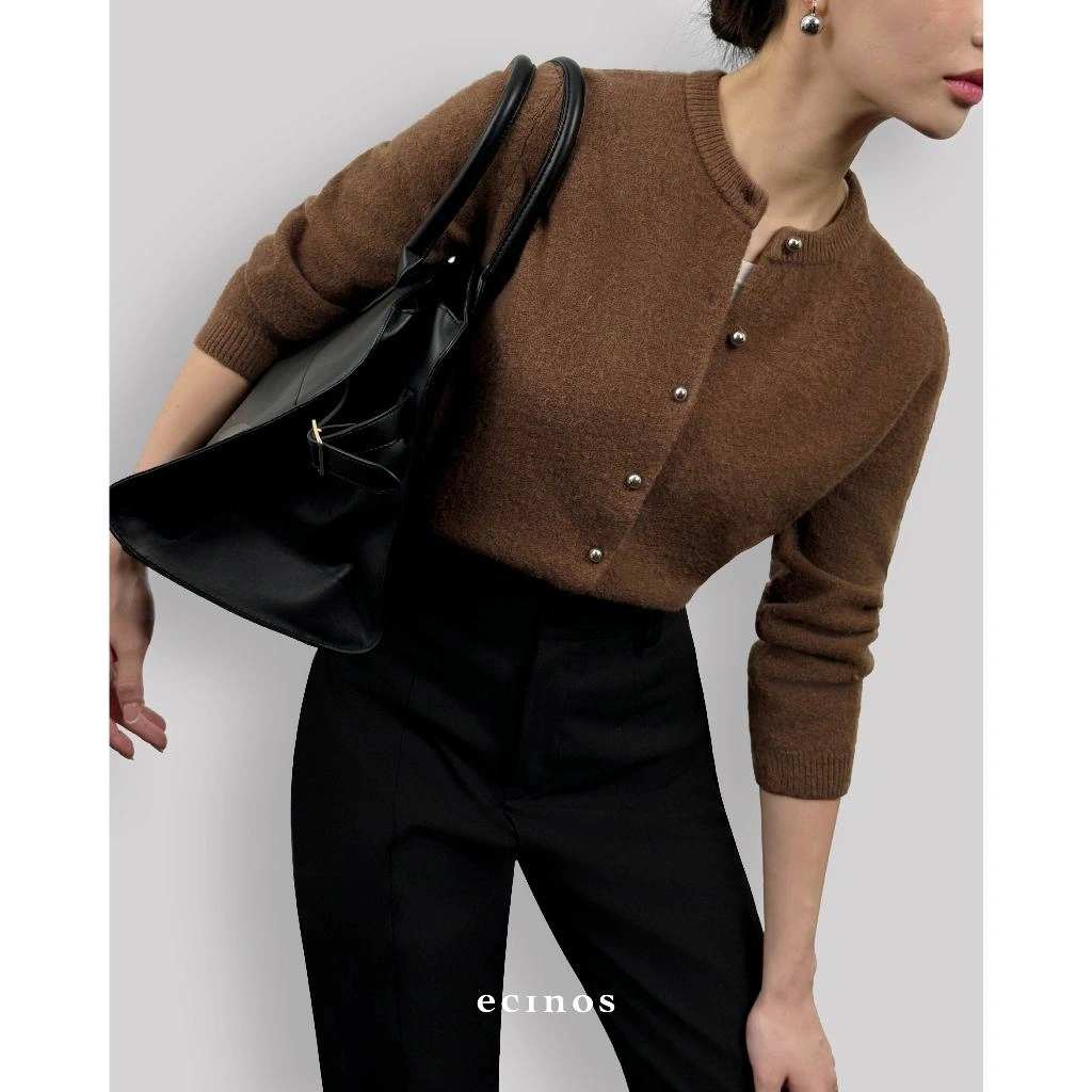 ECINOS - Jennie Hairy Wool Knitted Cardigan | Atasan Wanita | Cardigan Wanita | Baju Atasan Wanita Terbaru
