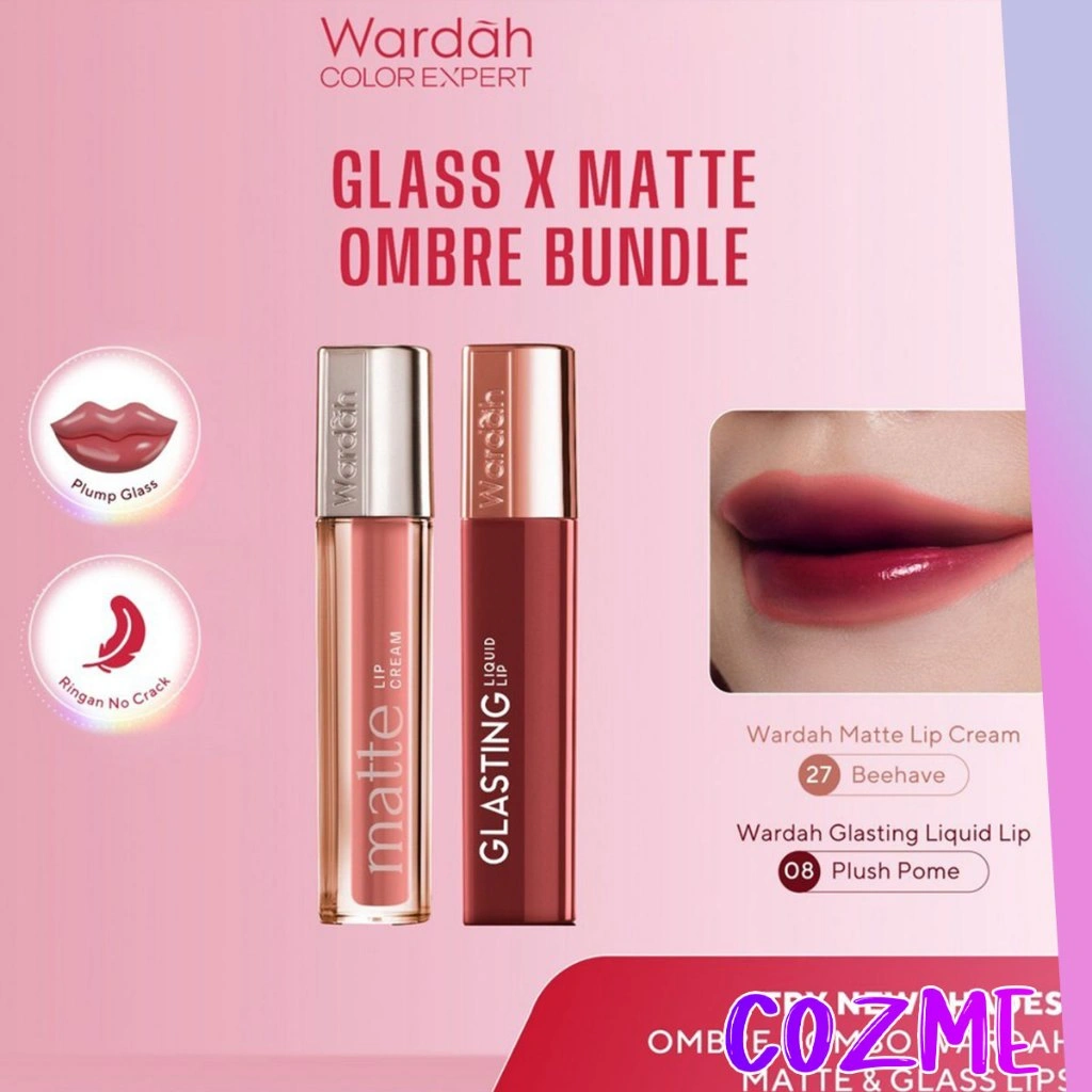 WARDAH Ombre Exclusive Matte Lip Cream X Glasting Liquid Lip