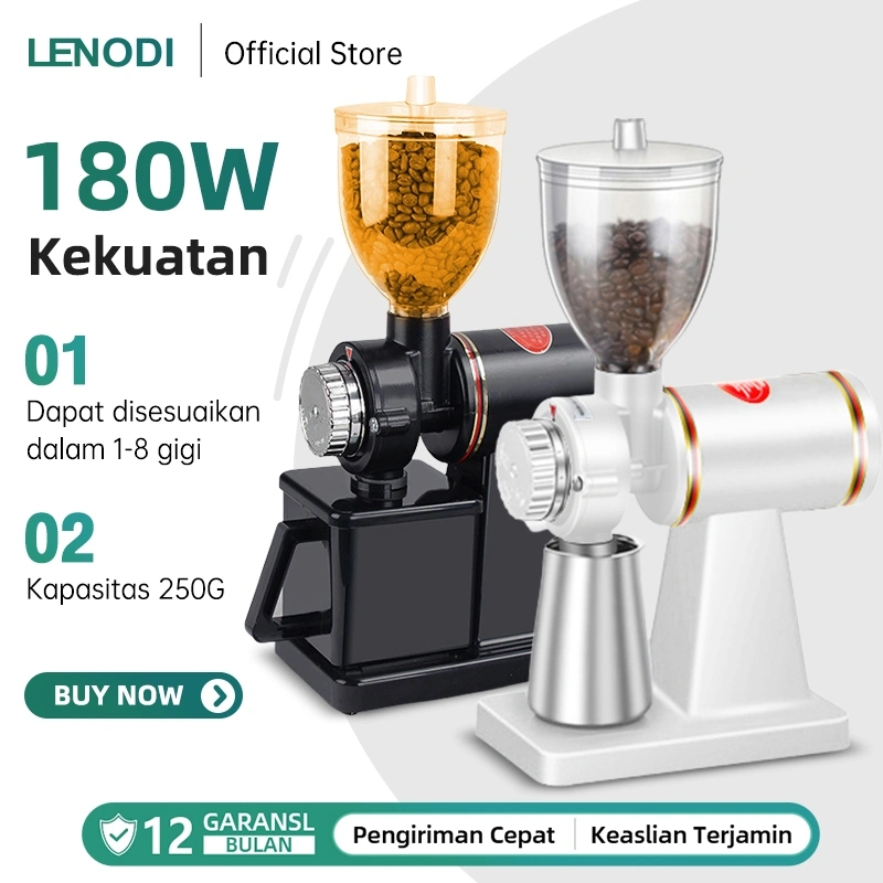 LENODI Penggiling Kopi Listrik Buatan Tangan Italia Mesin Penggiling Biji Kopi Komersial Rumah Tangga Semprot