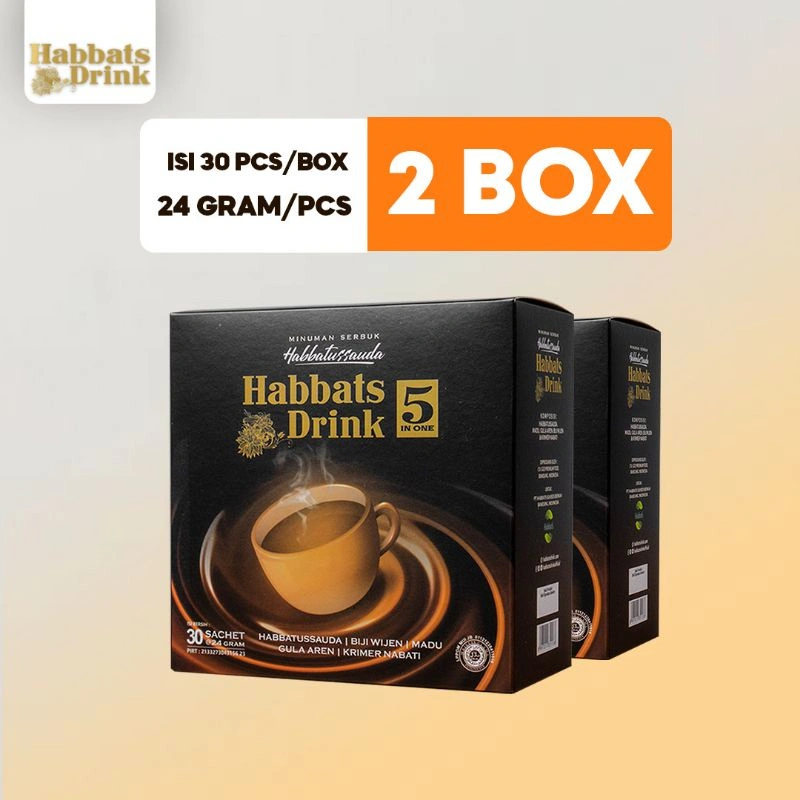 Habbat Drink Minuman Kesehatan Habbatussauda Suplemen Daya Tahan Tubuh Kemasan 30 Sachet Paket 2 Box