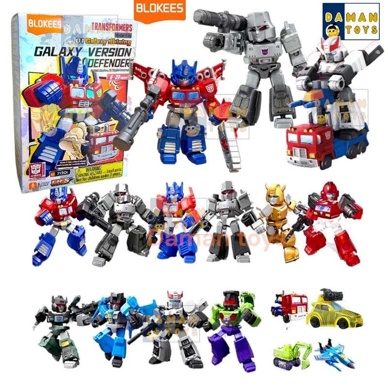 Figure Blind Box Blokees Transformers Galaxy Shining Defender Optimus Prime Megatron Bumblebee Ironhead