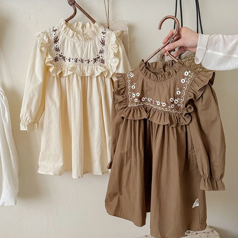 (Mommyhoky) Dudu Cream 1-8th-Dress anak Premium Dress anak Vintage Dress pesta babydoll tunik anak perempuan Import