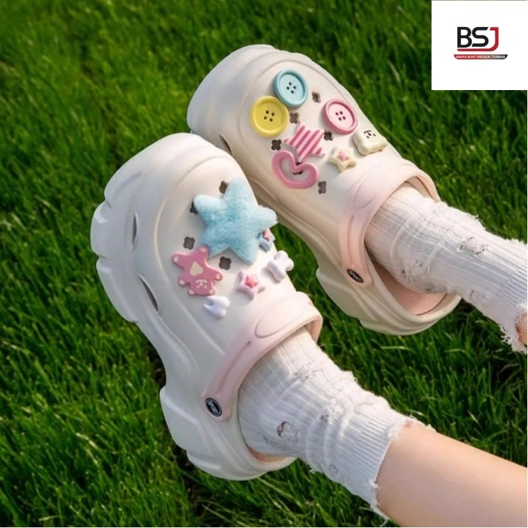 Sepatu Baim 5cm Bersol Tebal Untuk Wanita/Anak-anak/Anak Pantai Anti Selip Sandal Baotou EVA