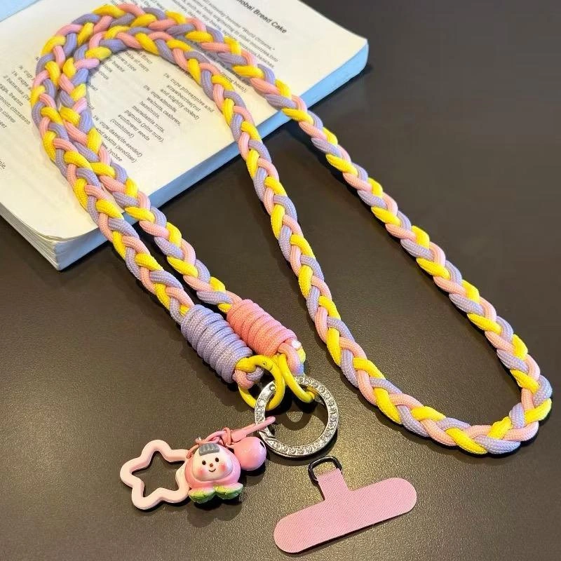 ￼Universal Cross-body hp Lanyard Weave Mobile Phone Strap Lanyard Neck Hemp Rope Tali for Cell Phone Hanging Cord Sling Kartun Pendant