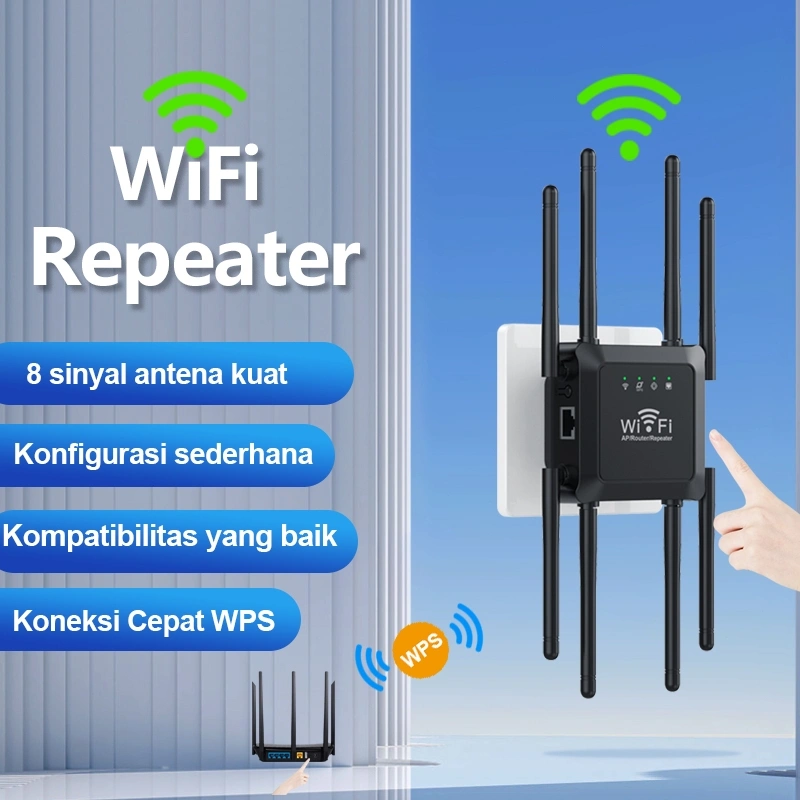 wifi extender 300Mbps Wireless Wifi Repeater 8 Antena penguat sinyal Amplifier Jangkauan Ekstensi Sinyal WiFi