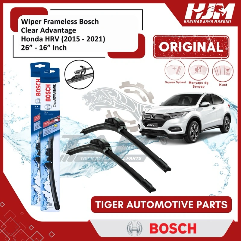 Wiper Blade Frameless Bosch Clear Advantage - Karet Pembersih Kaca Mobil Honda HRV 26” - 16” Original