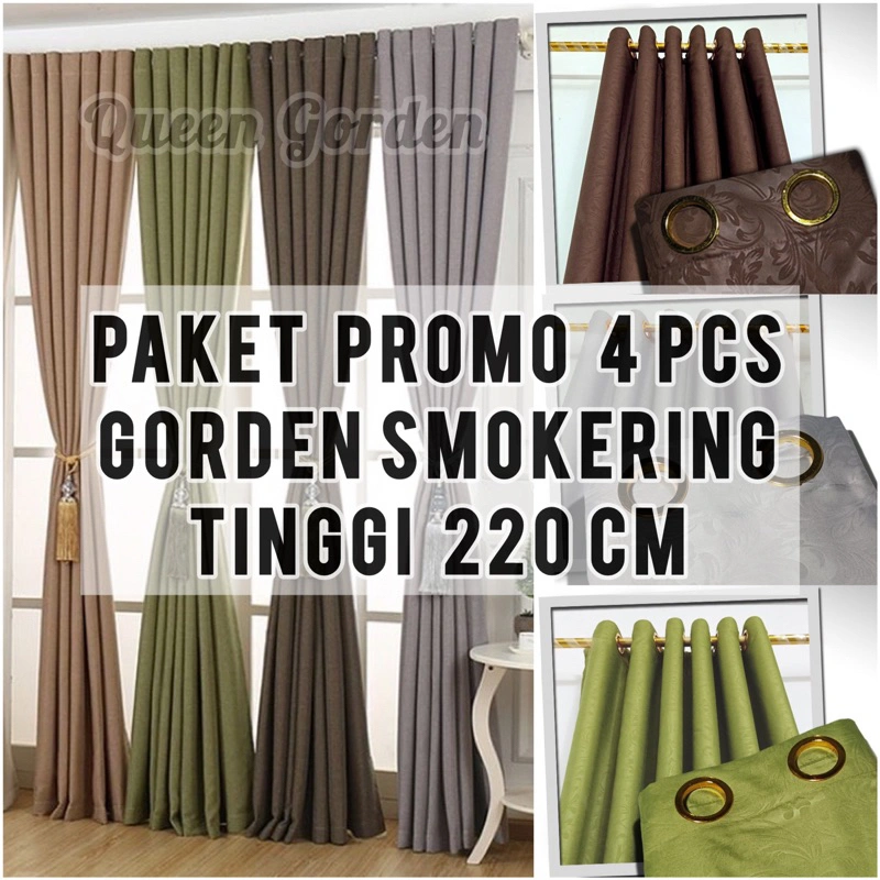 PROMO 4 PCS GORDEN JENDELA DAN PINTU MINIMALIS SMOKRING 10 LUBANG TERLARIS