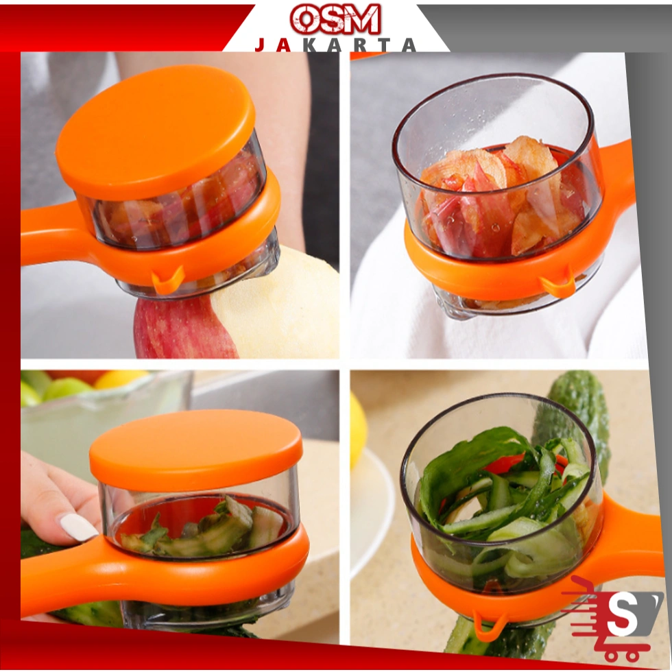 OSM JKT H6421 Pisau Kupas Buah Portable / Peeler Buah dengan Tabung Sampah / Pisau Kupas Tabung Multifungsi / Peeler Portable Unik / parutan serbaguna