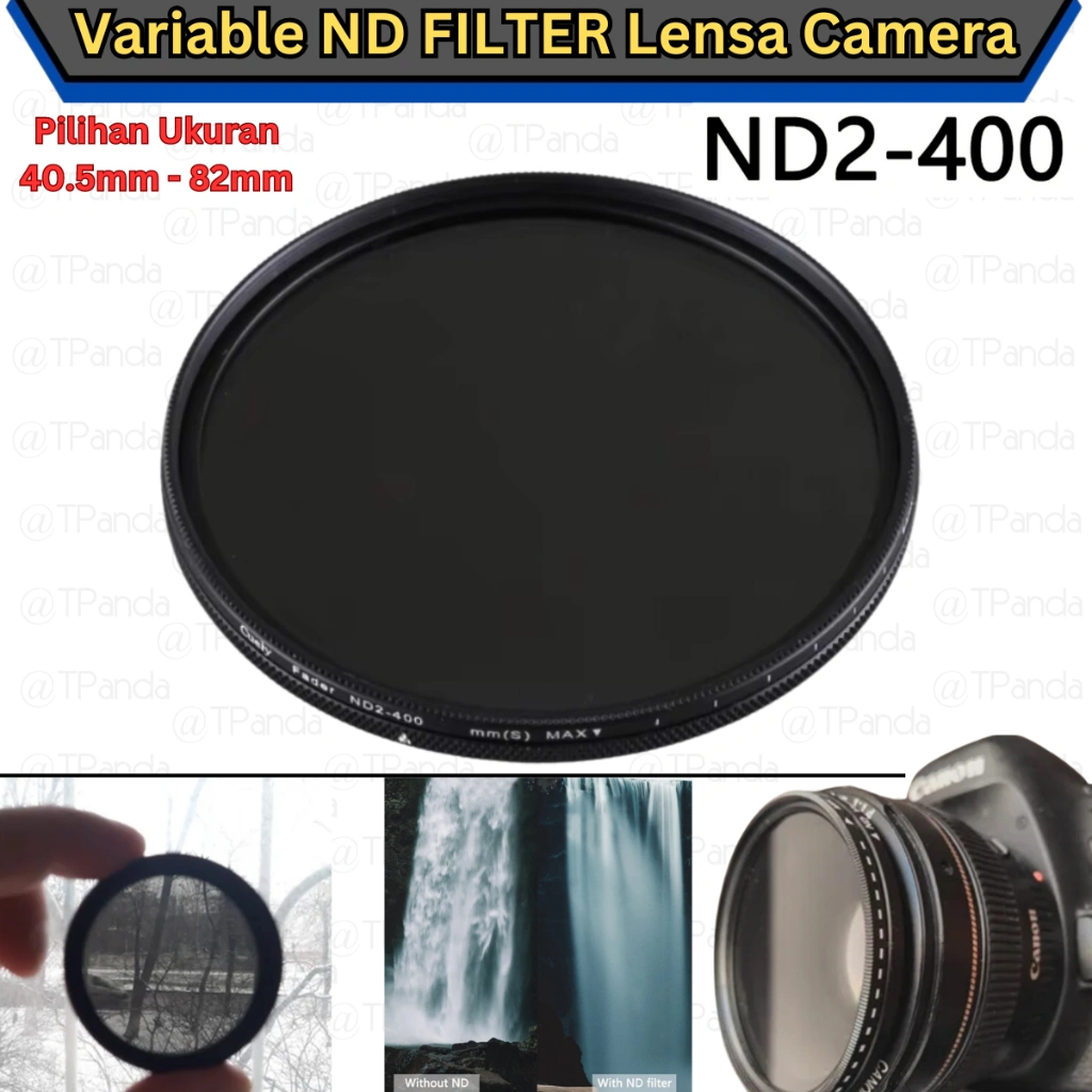 VARIABLE ND Filter Lensa Camera, Neutral Density Putar Fader ND2 To ND400 Ukuran 40.5mm 43mm 46mm 49mm 52mm 55mm 58mm 62mm 67mm 72mm 77mm 82mm