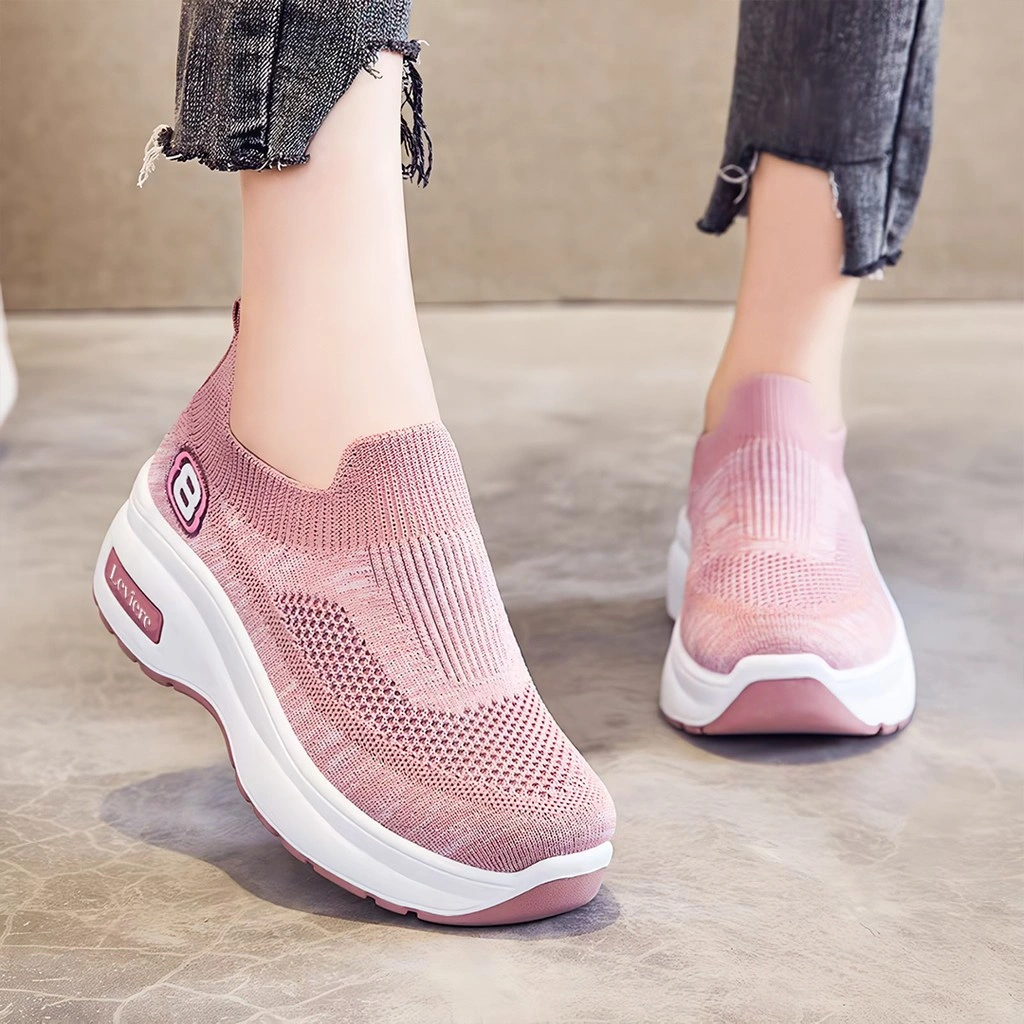 EVR Hyeri Sepatu Sneakers Wanita Motif 8 Comfort Wedges Bahan Kanvas Premium LV0157