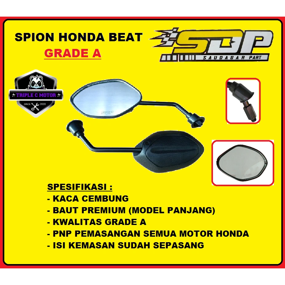 SPION BEAT GENIO VARIO 110 125 150 ALL MOTOR HONDA MIRROR STANDART KACA CEMBUNG SDP GRADE A