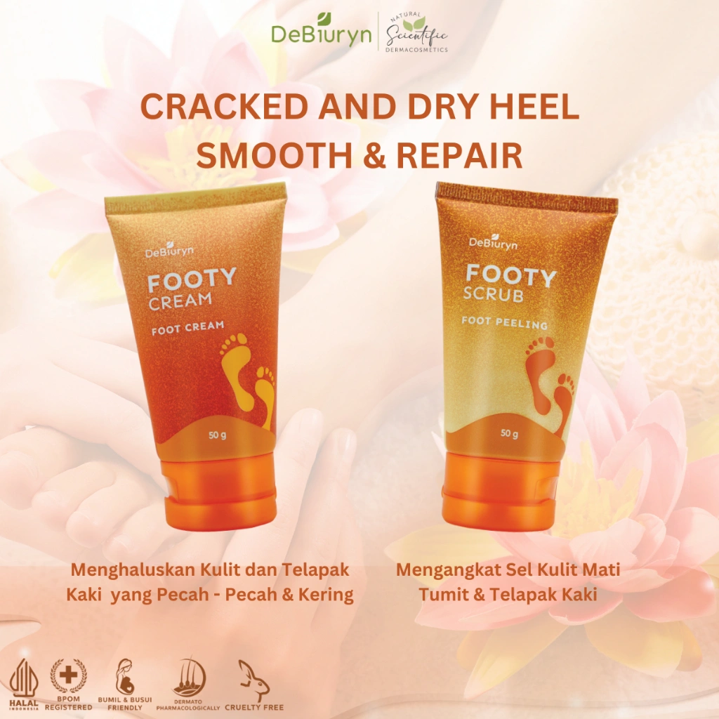 DeBiuryn Perawatan Kaki Pecah Kering Bersisik Kusam Footy Cream & Footy Scrub