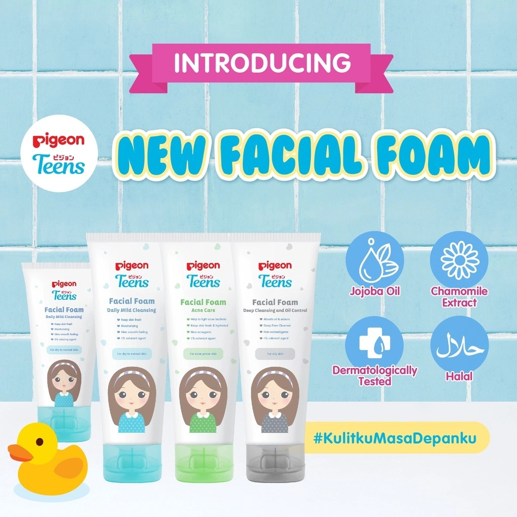 Pigeon Teens Facial Foam All Skin Type | Acne Care | Daily Mild Cleansing | Sabun Cuci Muka Remaja Anak | Oil Control 40gr