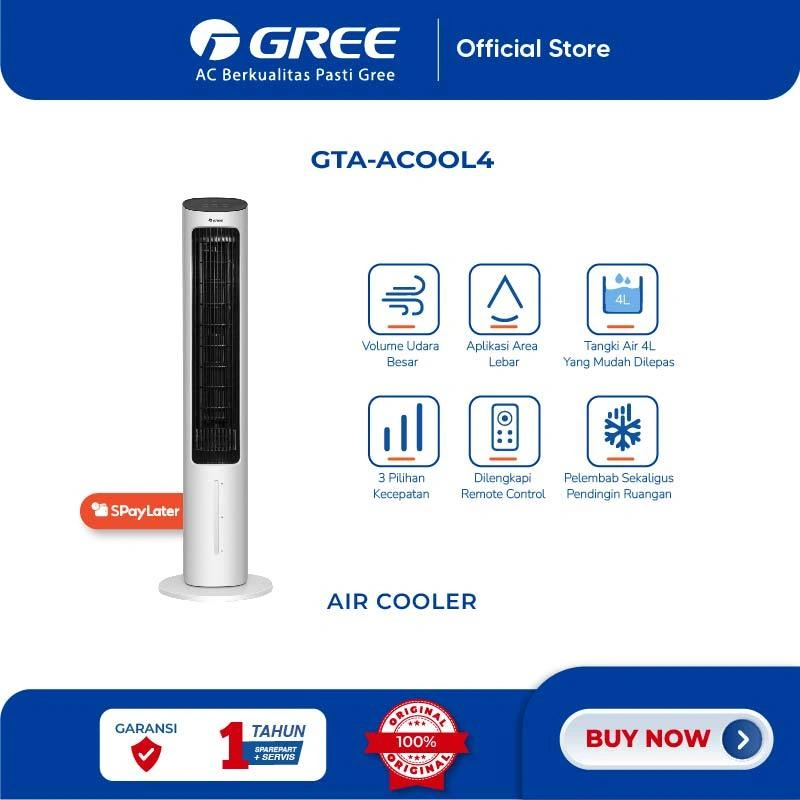 GREE Tower Fan Air Cooler dengan Generator Anion - GTA-ACOOL4 - Penyejuk - Humidifier - Tangki 4L