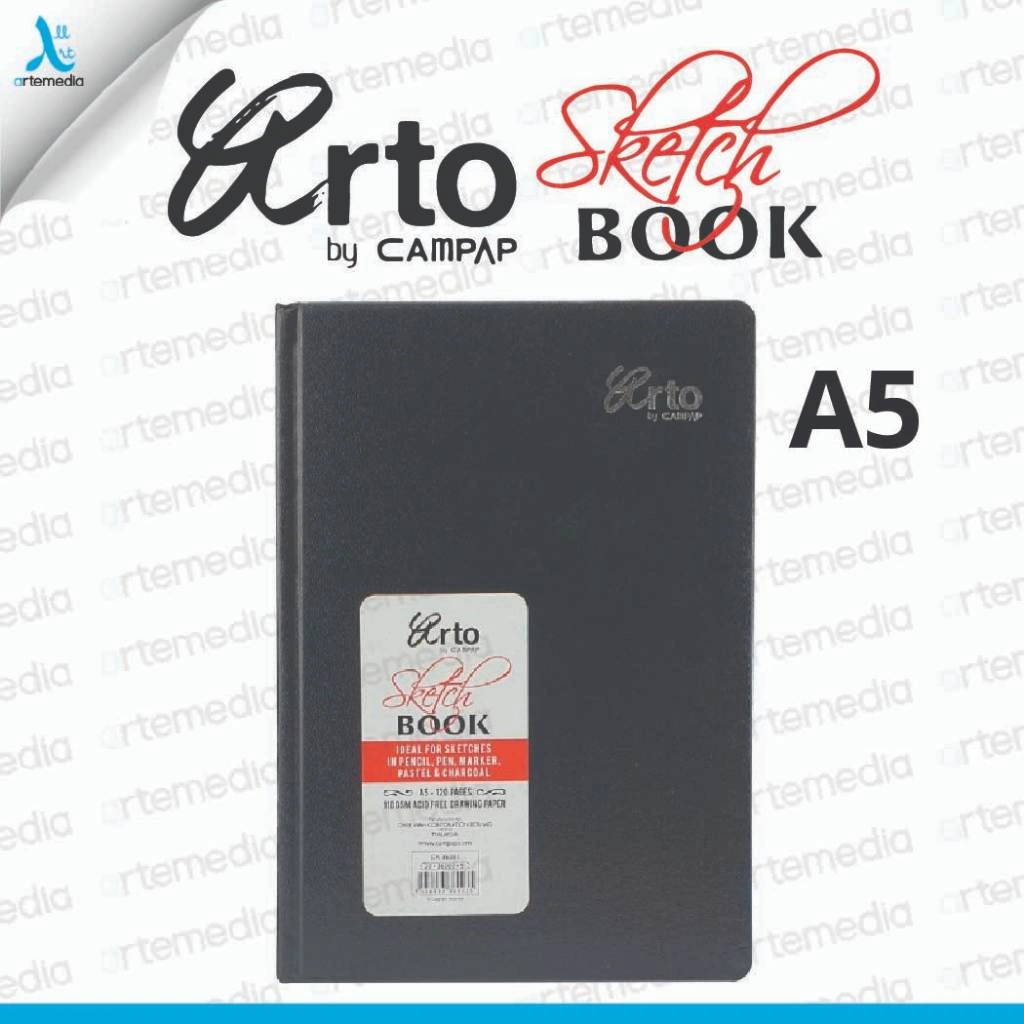 Arto Sketchbook A5 – Buku Sketsa A5 Kertas Polos Putih 110gsm 60 Lembar untuk Pensil, Marker Water-Based, Pastel & Charcoal (Sketch Book)