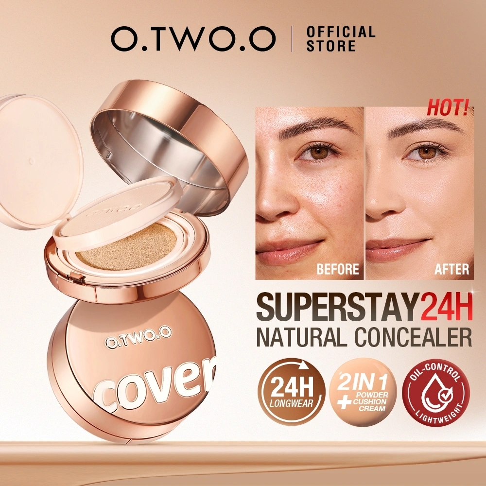 O.TWO.O Air Cushion 2 in1 Cushion Foundation & Setting Powder 24H Long-lasting Oil-Control 3 Shades