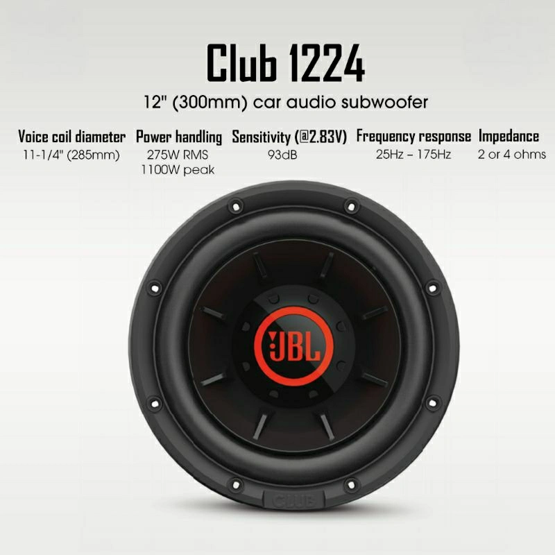 Subwoofer 12 inch JBL CLUB 1224 Double Coil Magnet Subwofer Mobil 12inch 12 24