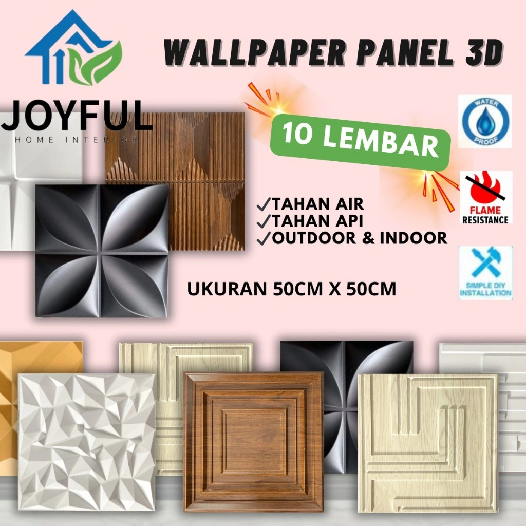 Joyful Home Interior - PAHE!! (10 PCS) WallPanel • 50cm x 50cm • High Quality
