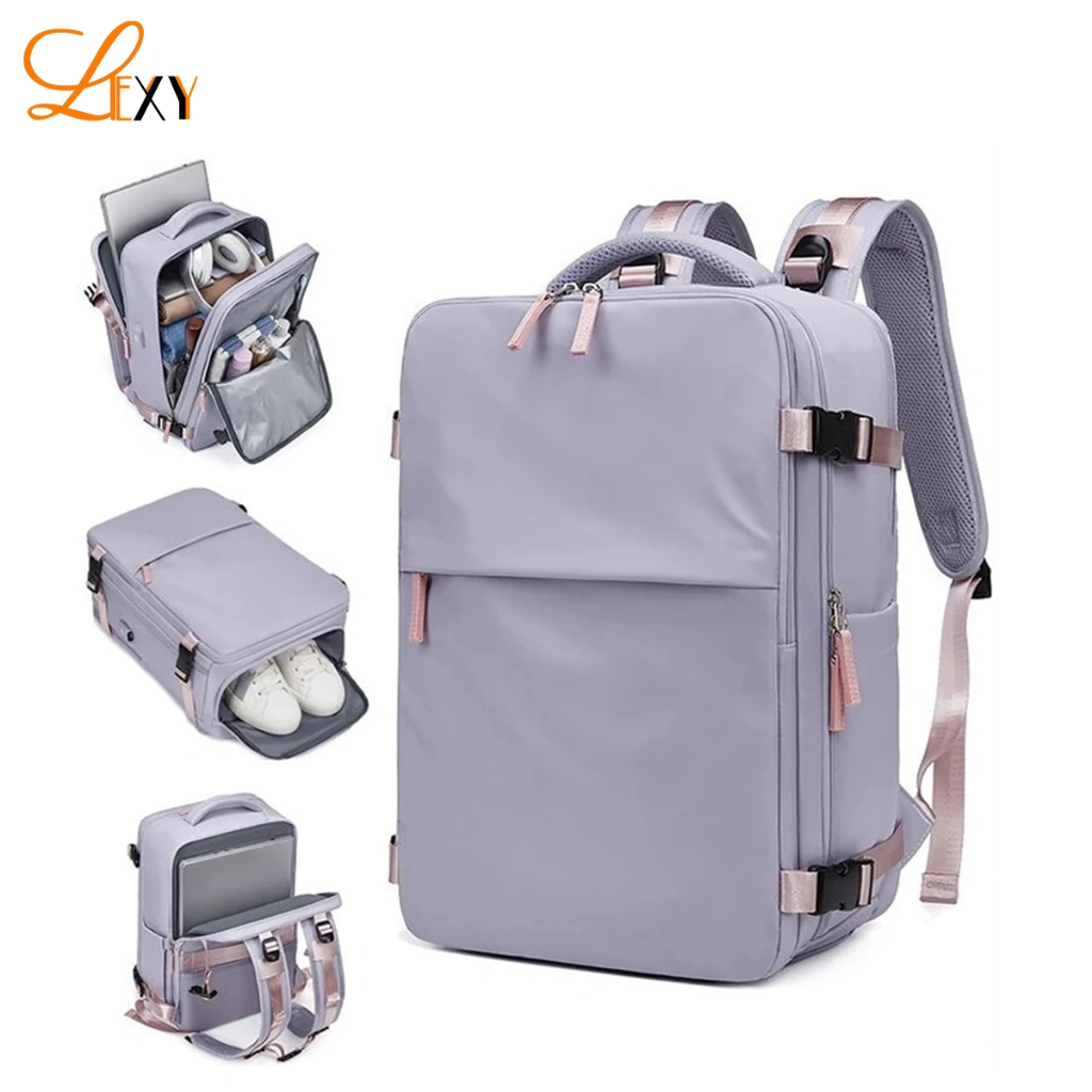 LEXY Tas Ransel Traveling Wanita Tahan Air Kapasitas Besar Outdoors Multifungs Tas Sekolah Wanita