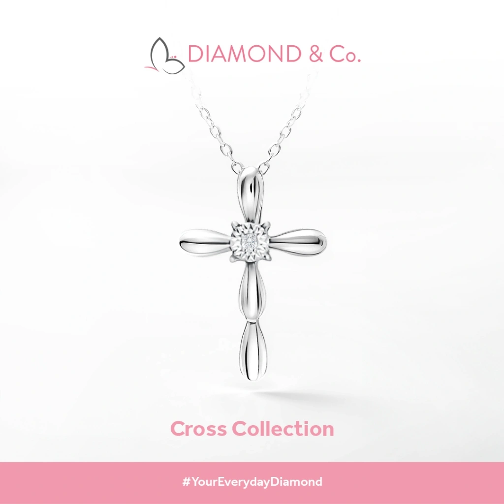 Diamond & Co - Liontin Salib Berlian untuk Wanita DPS0383