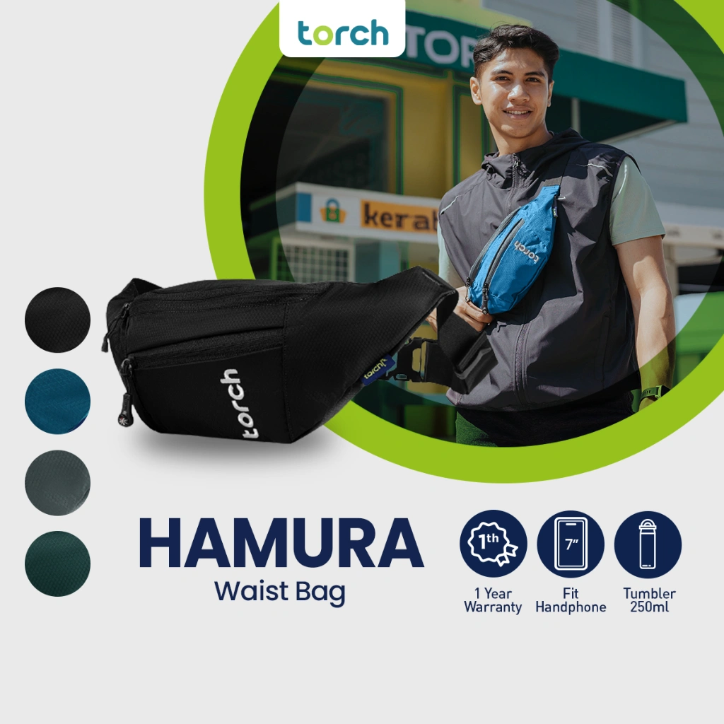 TORCH Hamura Tas Pinggang Selempang Ringan Anti Air Pria Wanita - Waistbag Sling bag Cross Body Waterproof
