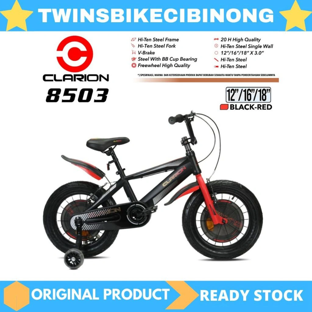 Sepeda Anak 12 16 18 BMX CLARION 8503 Ban 3.0