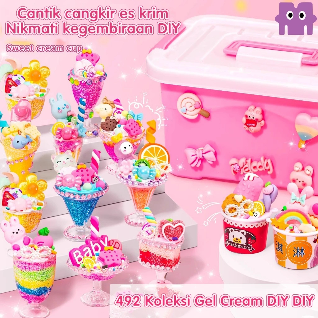 Tepi es krim anak buatan tangan DIY krim lem mainan gadis penutup mulut buatan tangan simulasi mainan makanan buatan