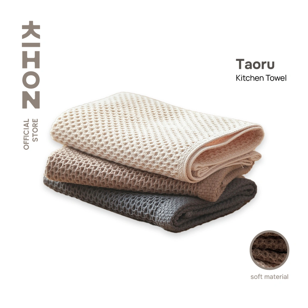 KIHON TAORU Kitchen Towel Kain Lap Dapur Serbet Honeycomb Tablecloth
