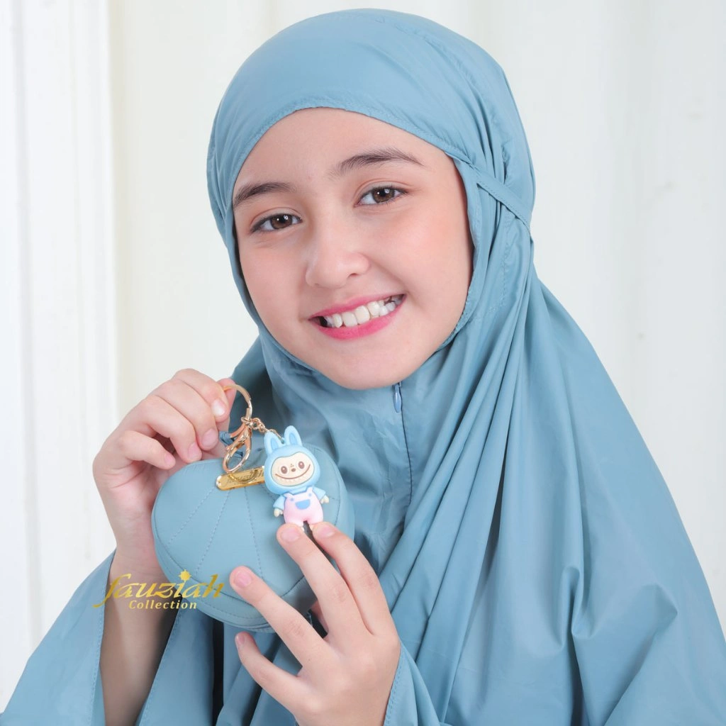 Mukena Mini Travel Pouch Anak Perempuan Resleting 2in1 6-12Th Parasut Korea Polos