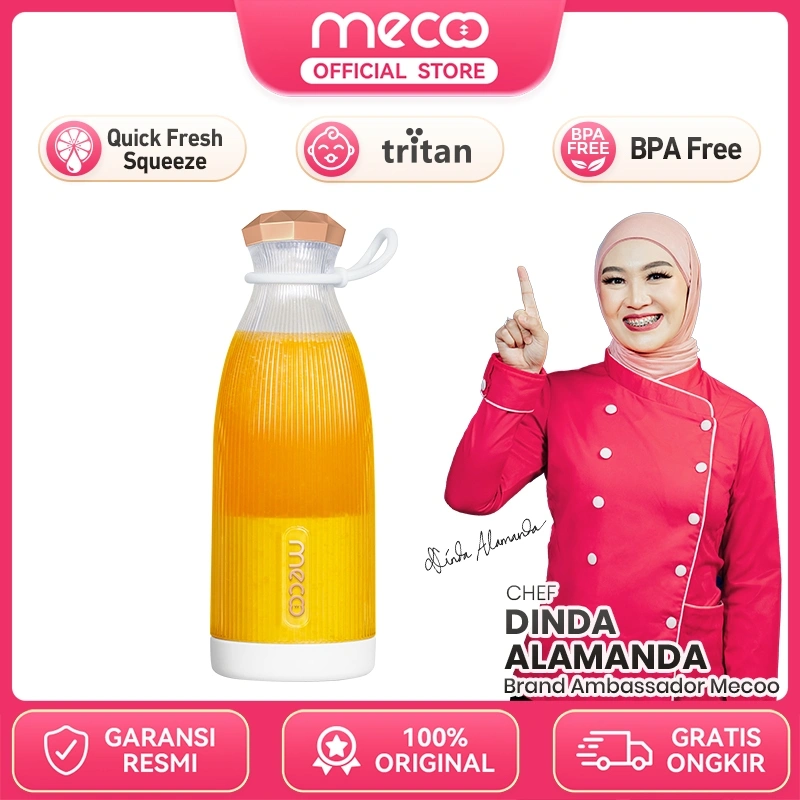 [Not for Sale - Tidak untuk dijual] Mecoo Most Aesthetic Rechargeable Mini Portable Juicer 300ML Tritan Baby Food Grade Blender Jus Mini Alat Jus Portable Listrik Kado Pernikahan