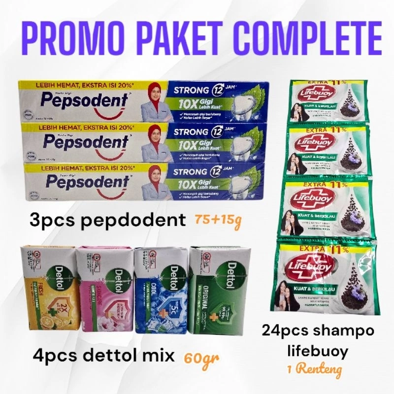promo paket lengkap sabun mandi+odol+shampo