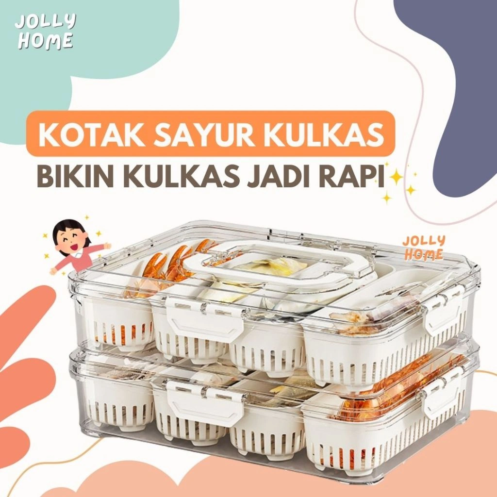 KOTAK FOOD KONTAINER 2 SEKAT & 4 SEKAT | KOTAK KONTAINER SAYUR | TEMPAT PENYIMPANAN SAYUR | KOTAK SAYUR KULKAS