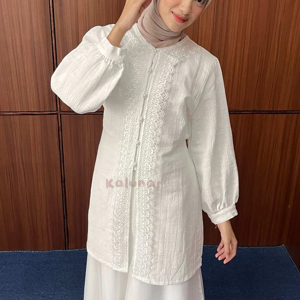 [READY STOCK] KALUNAR - Joy Tunik Lebaran Kondangan (Atasan Gamis Melayu Renda Wanita)