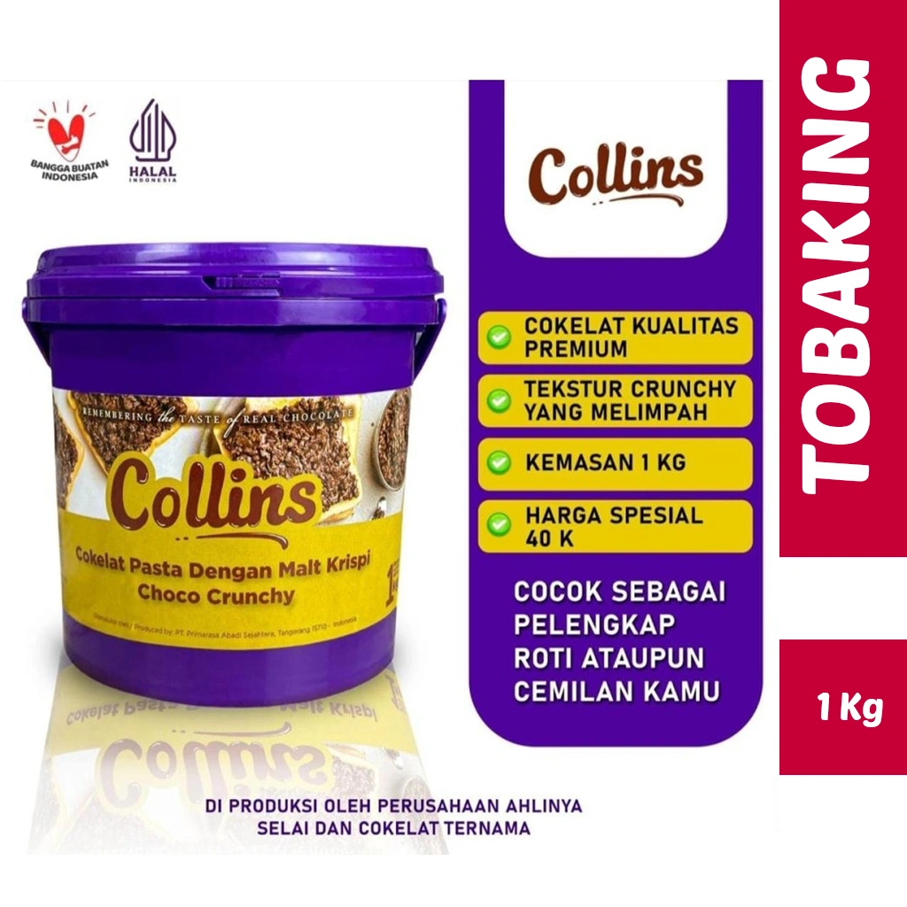 Collins Dip Glaze Choco Crunchy 1kg Topping Cokelat Pasta Malt Krispi